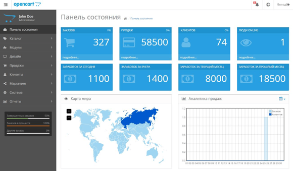 Интернет магазин на OpenCart