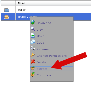 Распаковка Drupal